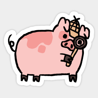 Cute Cartoon Piggy Detective Sticker